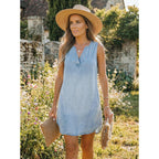 Cupshe Women'S Denim Mini Dress Jean Dresses V Neck Sleeveless Casual Summer Outfits 2025 Trendy