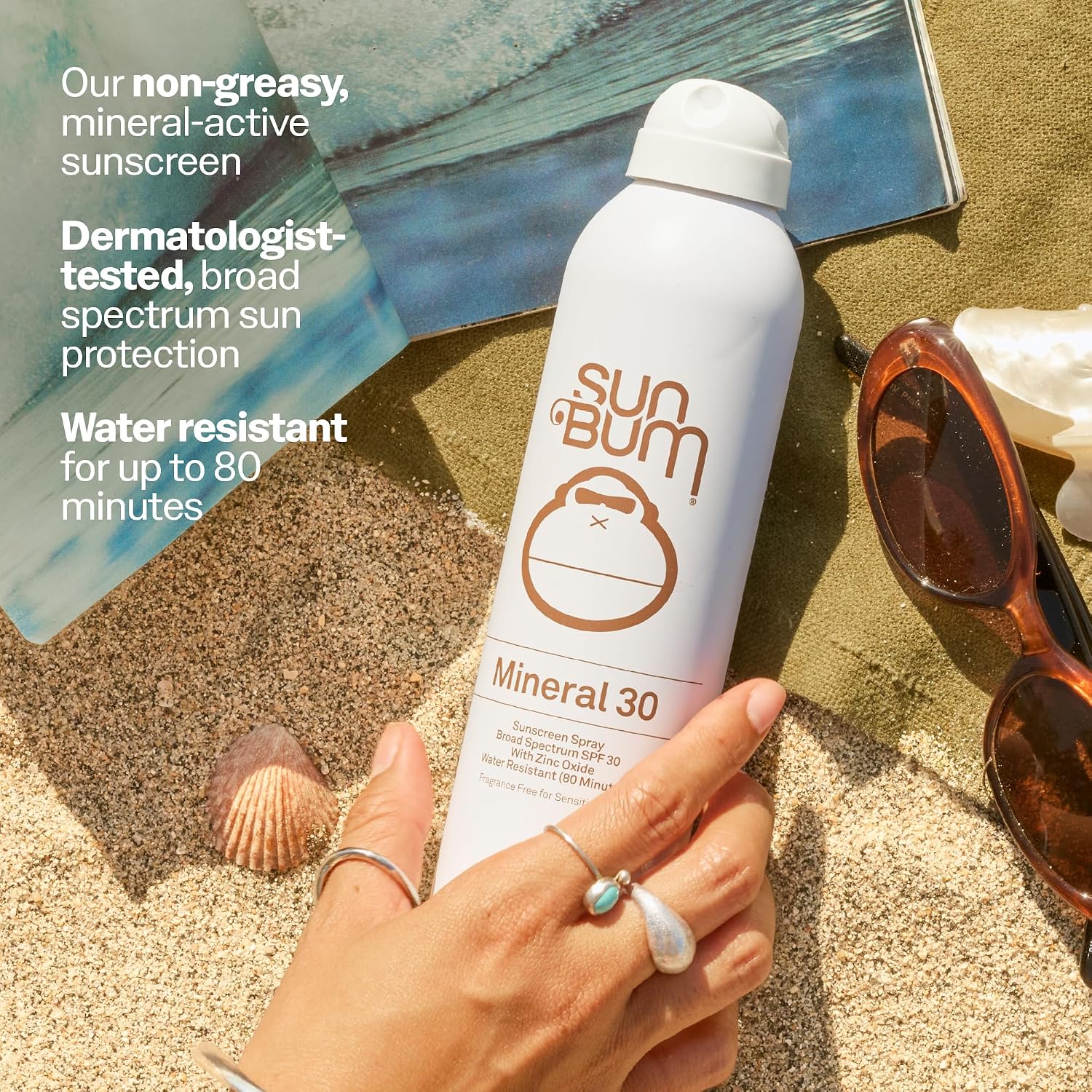 Sun Bum Mineral Spf 30 Sunscreen Body Spray - New Formula 2026 Water-Resistant Broad Spectrum Moisturizing Sunscreen With Vitamin E - Hawaii 104 Act Compliant (Without Octinoxate & Oxybenzone) - 6 Oz