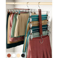 Skirt Hangers Space Saving With Clips - 2 Pack - European Beechwood 5-Tier Hanger For Shorts, Skirts, And Pants - Closet Organizer And Storage Solution For Women With 360° Swivel Hook