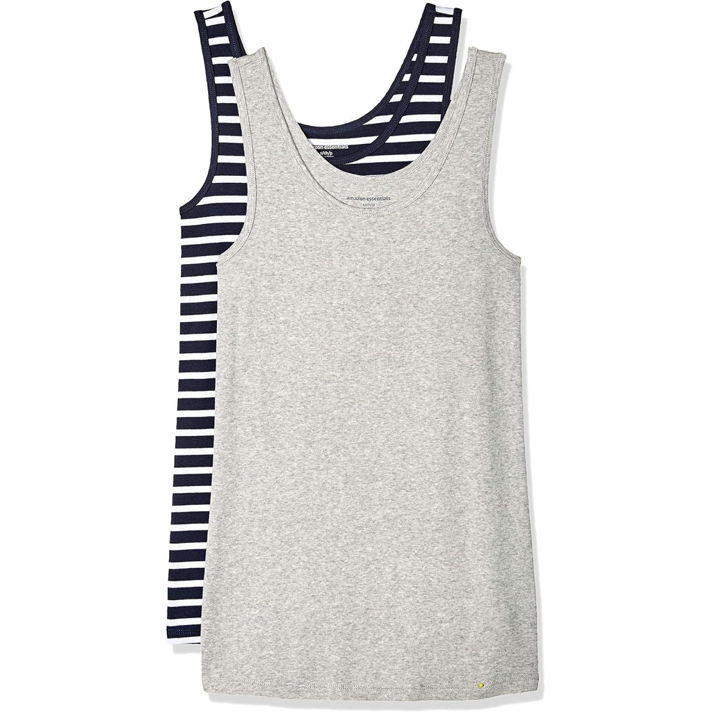 Amazon Essentials Women'S Slim-Fit Ribbed Scoop Neck Tank Tops, Pack Of 2