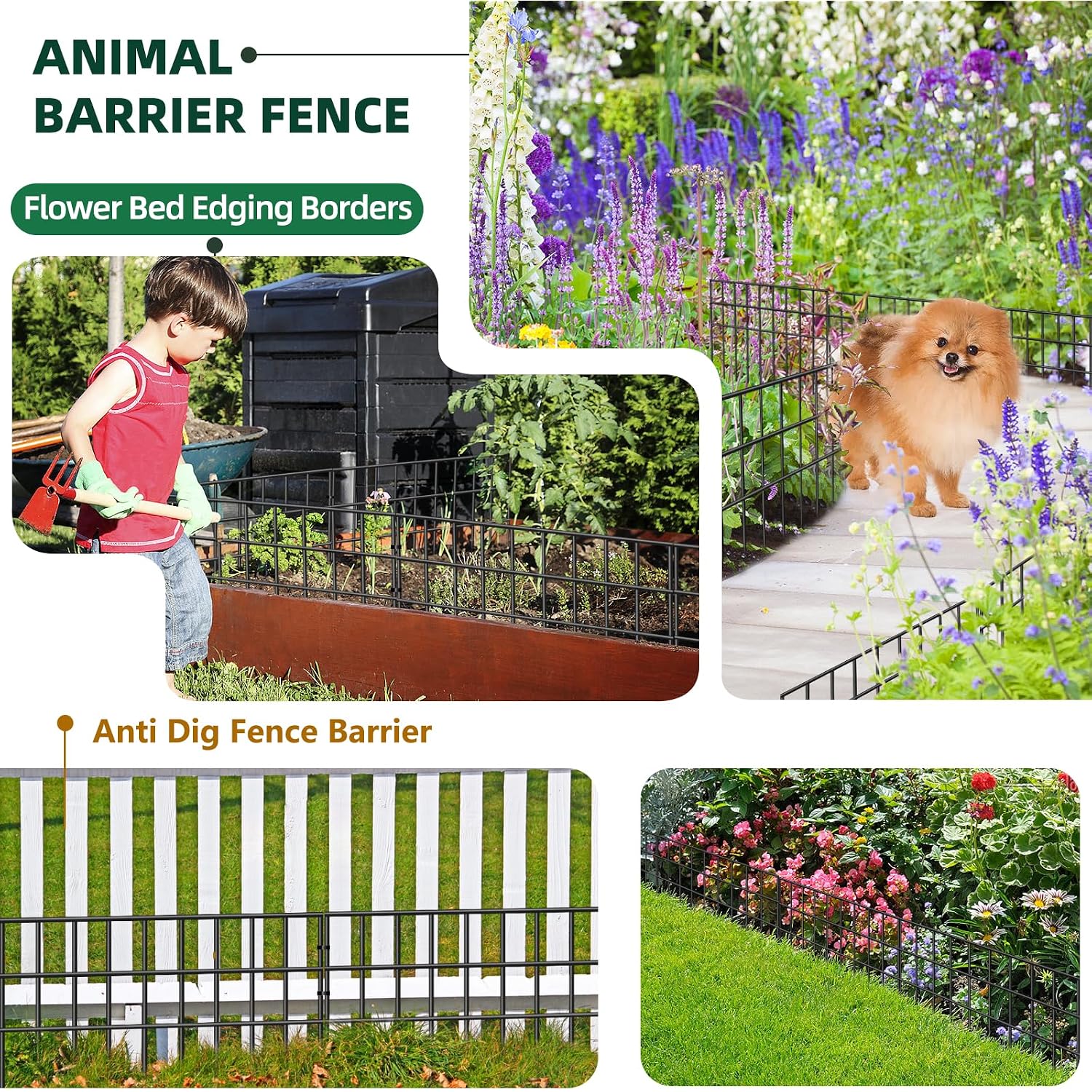 42.5Ft(L) X 13In(H) Animal Barrier Fence, 30 Panels No Dig Garden Fence For Dog Rabbit, Rustproof Anti Digging Barrier, Garden Edging Border Ground Defense For Outdoor, Yard, Patio