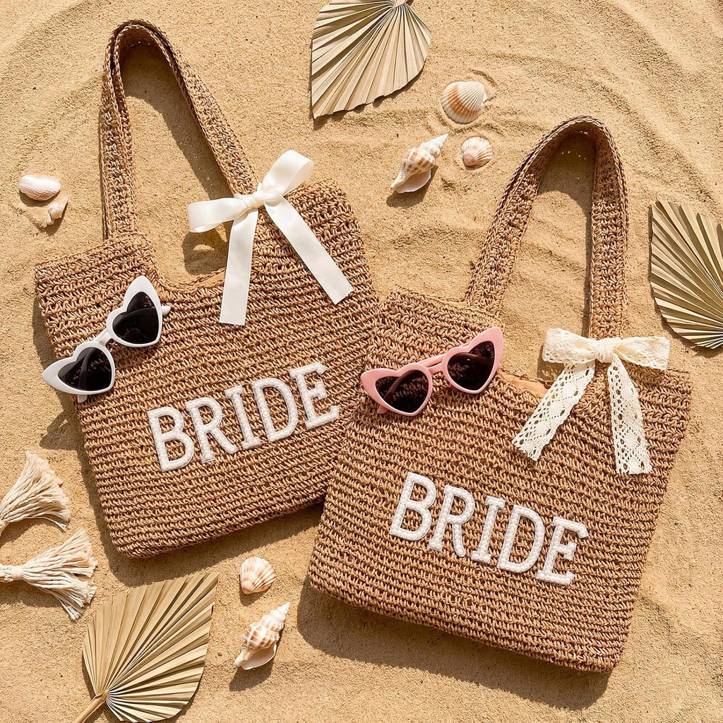 Bridal Shower Gift, Bride Tote Bag, Straw Purse, Honeymoon Beach Bag For Bride To Be, Bachelorette Wedding Gifts