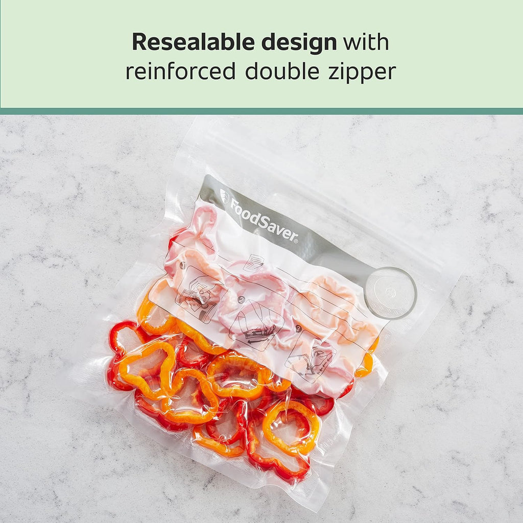 Foodsaver 1-Quart Bpa-Free Multilayer Construction Vacuum Zipper Bags