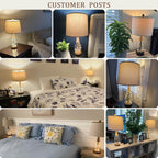 Bedside Table Lamps Set Of 2 With Usb & Faily Night Lights, Farmhouse Boho Bedroom Lamps With Rattan, Night Stand  Glass Table Lamps For End Side Table, Bulbs Included
