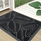 Waterproof Doormat, Sturdy Natural Rubber Front Indoor Mat, Non Slip Low Profile Indoor Outdoor Door Mats, Stain And Fade Resistant Floor Mat, Easy Clean Patio Entrance Mat, 29.5X17, Black