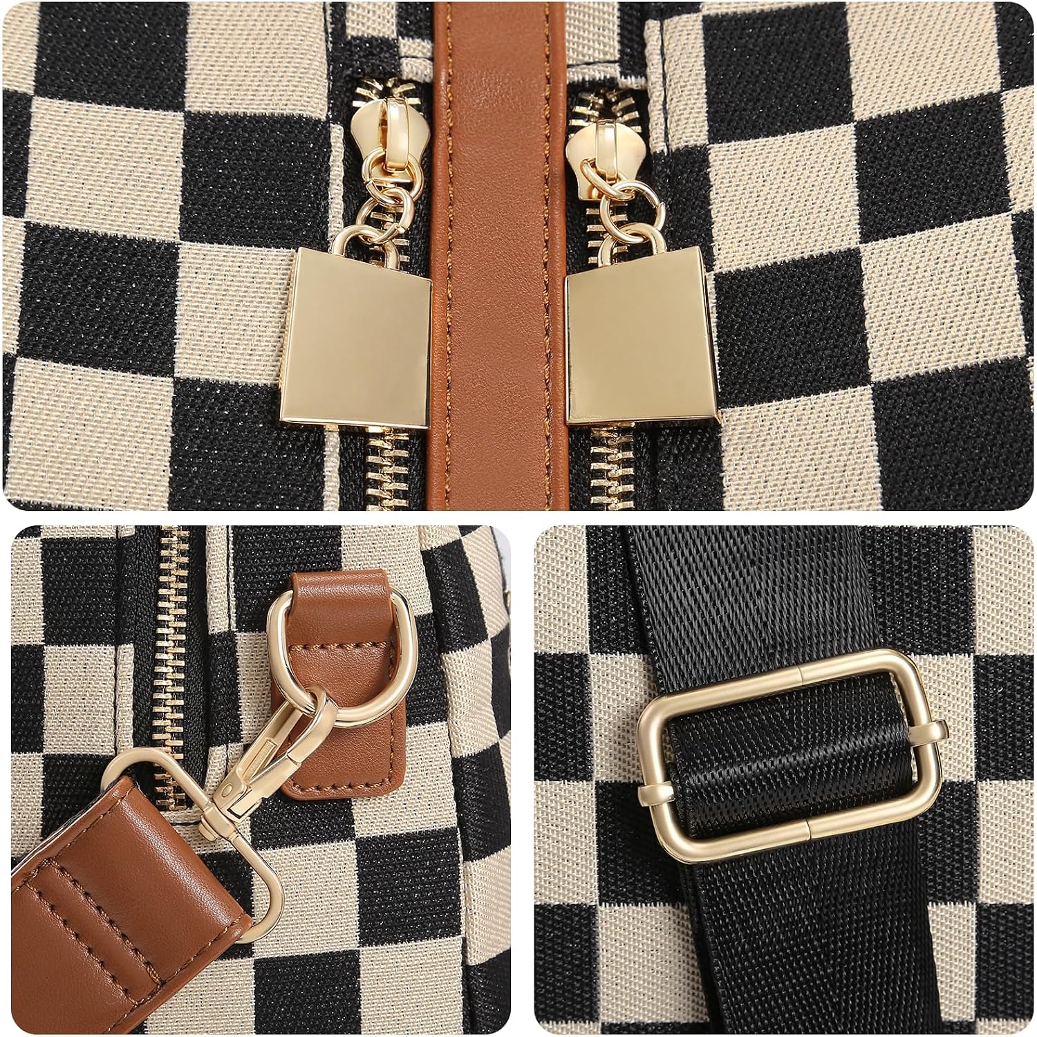 Small Backpack Purse For Women Checkered Back Pack Purses Ladies Backpack Handbags With Cherry Pendant Work Travel