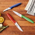 Zyliss 3 Piece Peeling & Paring Knife Set With Covers - Kitchen Knives For Fruits & More - Ideal For Kitchen Collections - Blue, Green, & Red