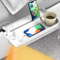 Hiree Bedside Shelf For Dorm Bunk Bed With Usb Charging Port And 2 Ac Outlets, Bedside Caddy, Bunk Bed Extender, Attachable Bedside Table, College Dorm Essential Clip On Bedside Tray, Plus Size, White