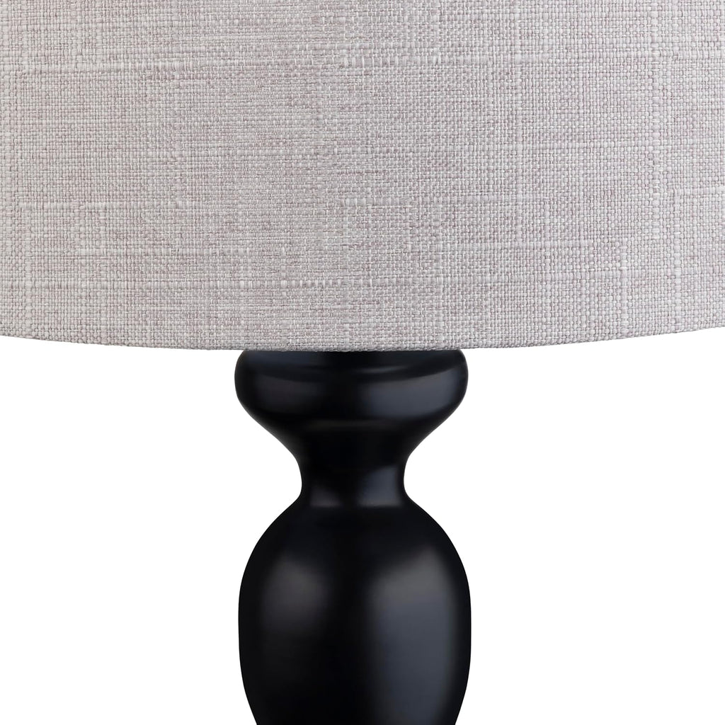Crestview Collection 25.5" Set Of 2 25.5" Black Steel Table Lamp W/Grey Linen Shade