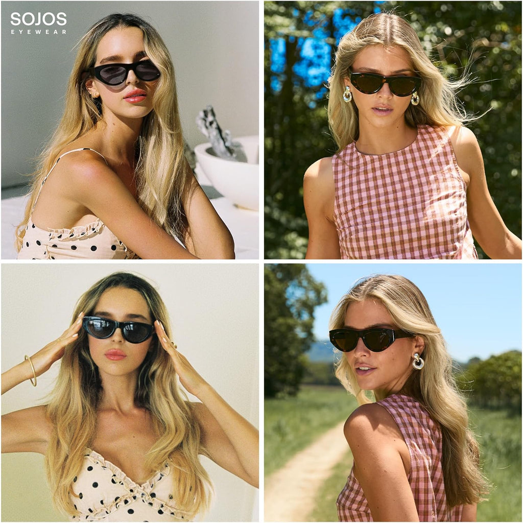 SOJOS Trendy Polarized Sunglasses Womens Retro Vintage 90s Cute Cat Eye Sun Glasses SJ2614
