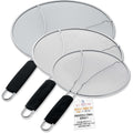 U.S. Kitchen Supply 3-Piece Stainless Steel Splatter Guard Set (13", 11.5", 9.5") Fine Mesh Cover, Grease & Oil, Splatter Screen For Frying Pan, Cooking Pots, With Resting Feet & Comfort Grip Handles