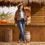 Cowboy Boots For Women Wide Suede Ankle Western Cowgirl Boots Mid Calf Pointed Toe Short Chunky Classic Booties