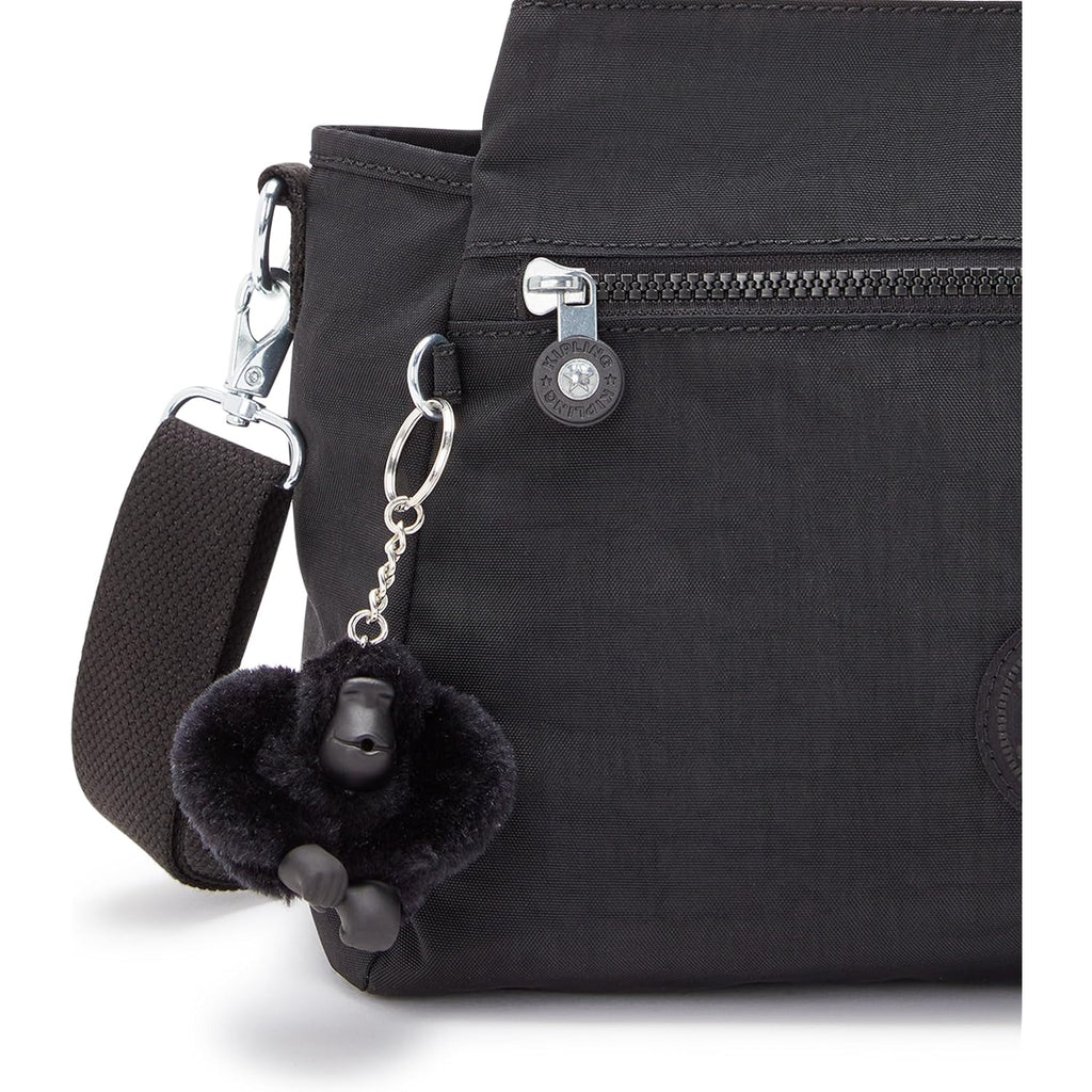 Kipling Womens Elysia Bag, Lightweight, Multi-Compartment Magnetic Snap Pockets, Shoulder Crossbody Bag, Black Noir, 11.5 L X 9 H X 5 D Us