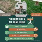 Petramax Green Grass Paint For Lawn Dye - Maintain Turf Or Green Grass, Spray Paint For Lawn & Shrubs Easy Spray, Pairs W/Petra Sprayer - Touch Up Dog Spots - Pet Safe (Premium, 32 Oz)