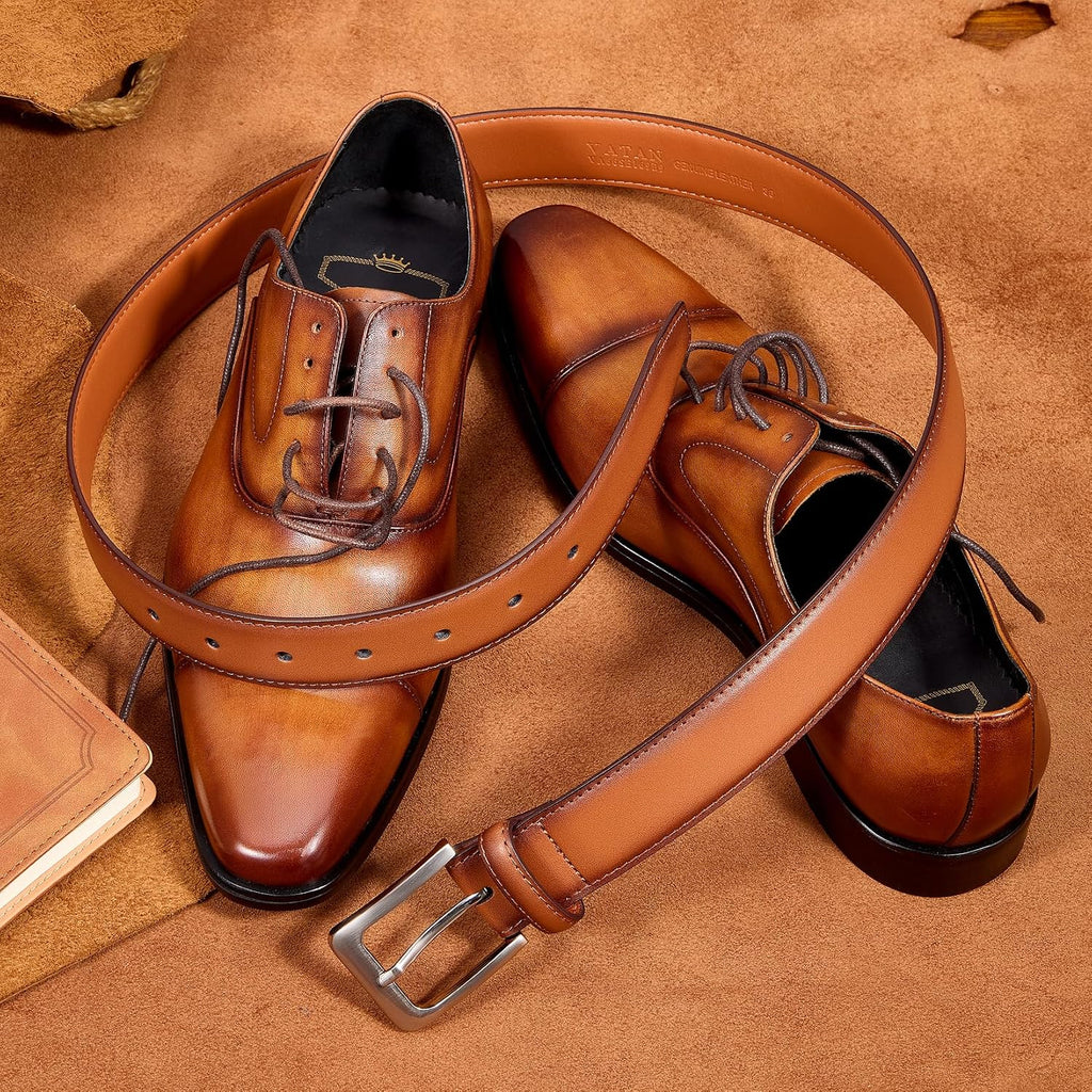 Vatan Men'S Genuine Leather Dress Belts, Handmade Classic Every Day Leather Jeans Belt For Men Work Business Casual