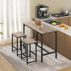 Yaheetech 3 Piece Dining Table Set, 47.5" Industrial Pub Table Set, Counter Height Kitchen Table With Bar Stools Set Of 2, For Small Space, Apartment