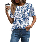 Wiholl Summer Tops For Women Puff Sleeve Crewneck T Shirts Dressy Casual Blouses Spring Outfits Fashion Clothes