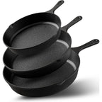 Utopia Kitchen Premium Cast Iron Skillets 3 Piece Set, Chef'S Pan, Pre Seasoned Frying Pan, 6, 8 & 10 Inches, Pfas-Free, Stovetop, Campfire & Grill Large Skillet, Even Heat Distribution Cast Iron Pan