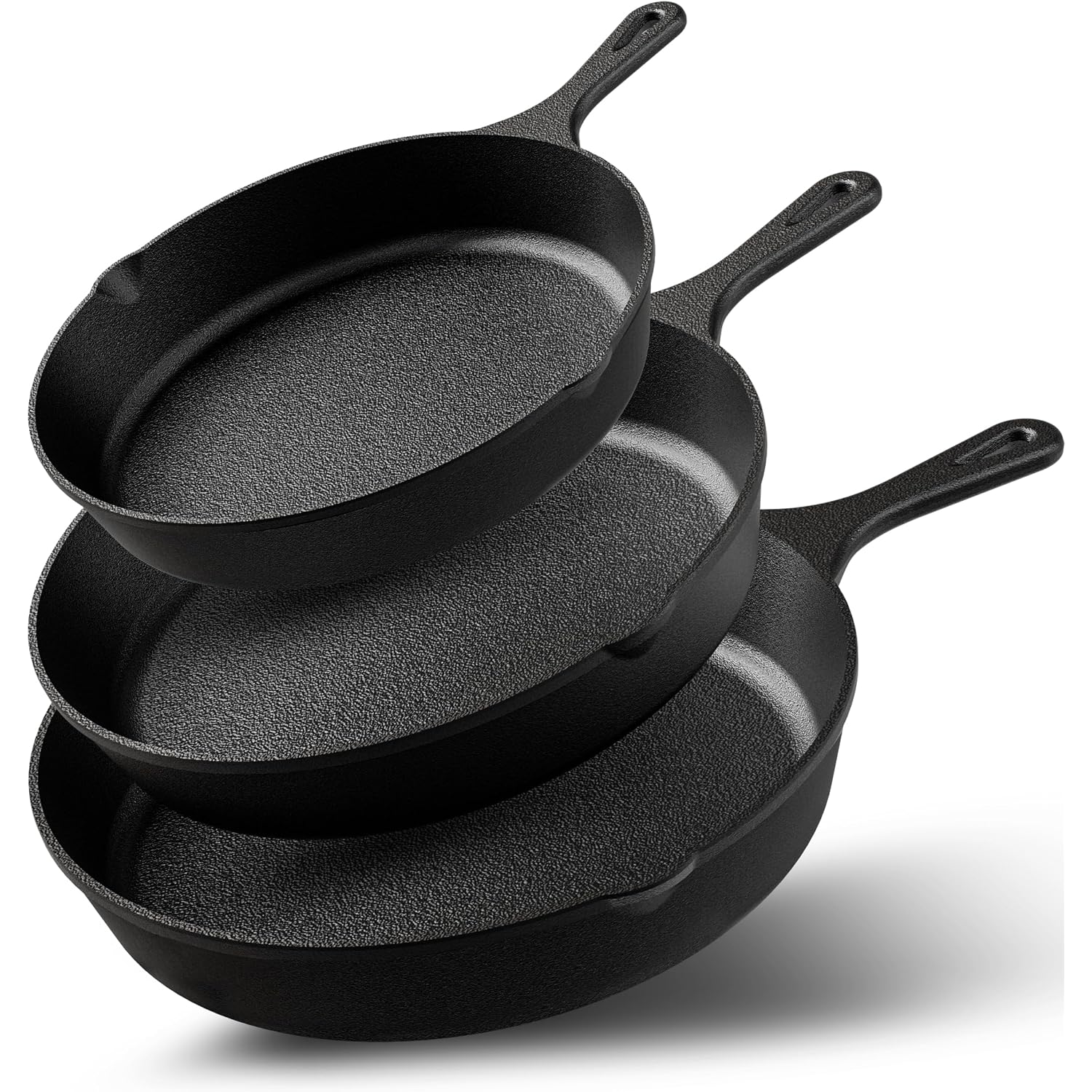 Utopia Kitchen Premium Cast Iron Skillets 3 Piece Set, Chef'S Pan, Pre Seasoned Frying Pan, 6, 8 & 10 Inches, Pfas-Free, Stovetop, Campfire & Grill Large Skillet, Even Heat Distribution Cast Iron Pan