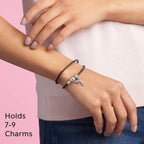 PANDORA Jewelry Leather Charm Sterling Silver Bracelet