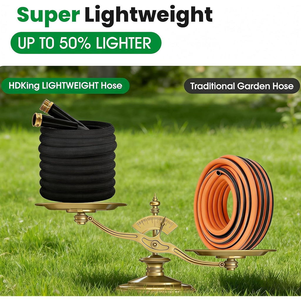 Garden Hose 50Ft, Non-Expanding Water Hose Ultra Lightweight, Kink-Free, Burst-Resistant, Lead-Free, Flexible & Durable High-Pressure Hose For Yard, Lawn, Outdoor, Car Washing