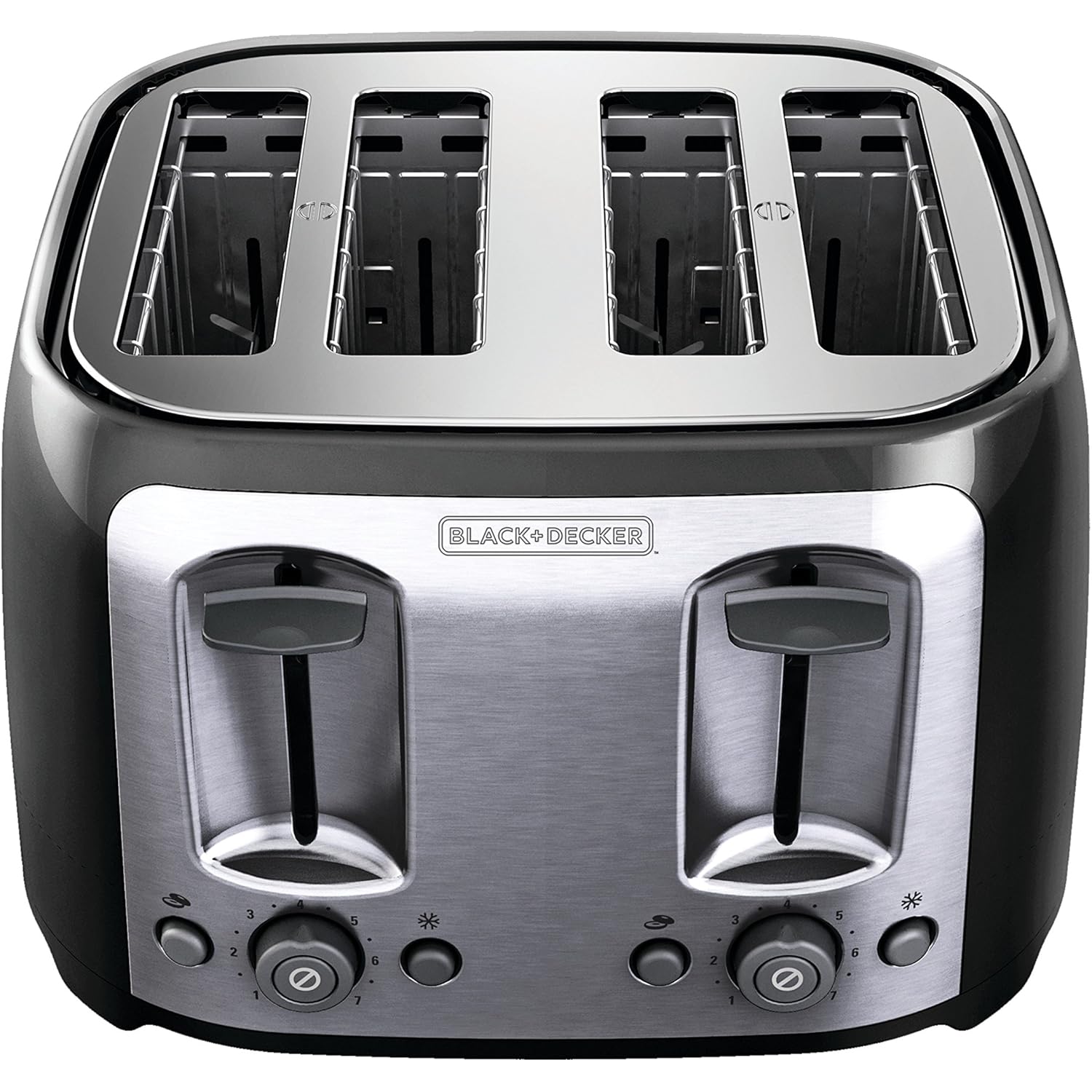 BLACK+DECKER 4-Slice Toaster, Extra Wide Slots, 7 Shade Settings, 1400 Watts, Frozen and Bagel Buttons, Toast Shade Selector, Extra Lift