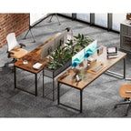 Coleshome 71 Inch Computer Desk With Usb Ports, Large Office Desk, Long Study Student Writing Desk, Rustic Brown