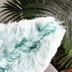 Uhomy 2 Packs Fluffy Accent Pillows Cover 20"x12", Soft Green Ombre Faux Fur Throw Pillow Case, Modern Luxury Decorative Square Cushion Cover for Farmhouse Home Decor for Sofa/Bed/Chair, 50x30cm
