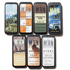 Mens Sample Solid Cologne Pack with Aspen, Lumberjack, Cedarwood Blend, Mystery Man, Life of the Party, Steel, and Business as Usual (Play Daily Solid Cologne Sampler Set - 7 Pack - 0.75 oz each)