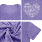 Anbech Womens Plus Size Tops Graphic Tees Short Sleeve Casual T Shirts 2026 Kindness Flowers Print Tunic A1 B-purple