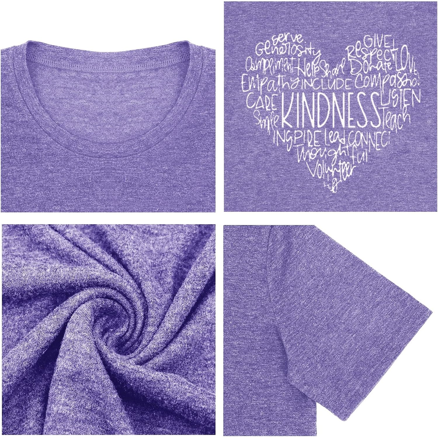 Anbech Womens Plus Size Tops Graphic Tees Short Sleeve Casual T Shirts 2026 Kindness Flowers Print Tunic A1 B-purple
