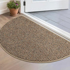 Beqhause Dirt Trapper Door Mat 17" X 30" Half Circle Non Slip Rug, Taupe | Washable Indoor Door Mat, Absorbent Doormats Entrance, Low Profile Welcome Floor Mat For Front Back Door, Small Rugs Entryway