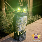 Solar Owl With Glowing Eyes, Rotating Head, Hoot Sound, Motion Detector And Silent Mode, Plastic Owl Garden Sculpture, Garden Decoration