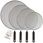 U.S. Kitchen Supply 4-Piece Stainless Steel Splatter Guard Set (13", 11.5", 10",8”) Fine Mesh Cover, Grease & Oil, Splatter Screen For Frying Pan, Cooking Pots, With Comfort Grip Handles