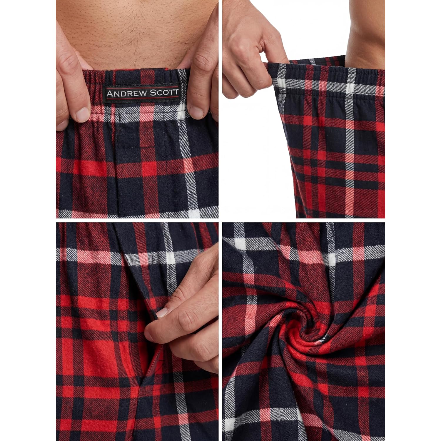 Andrew Scott Men'S 4 Pack Cotton Flannel Super Soft Woven Boxer Shorts
