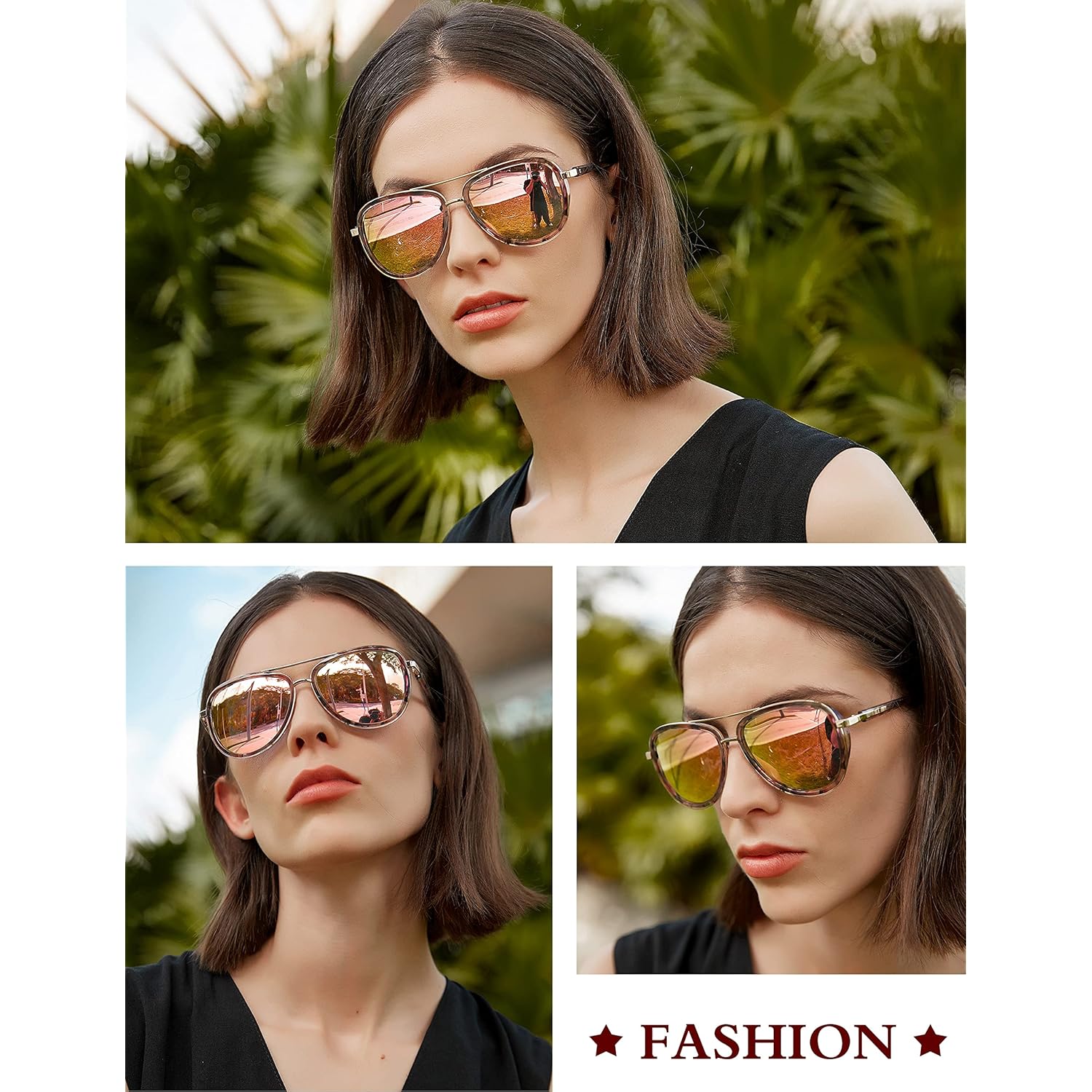 BIRCEN Polarized Sunglasses for Women UV - Protection Womens Retro Mirrored Shades with Acetate Frame BC2001