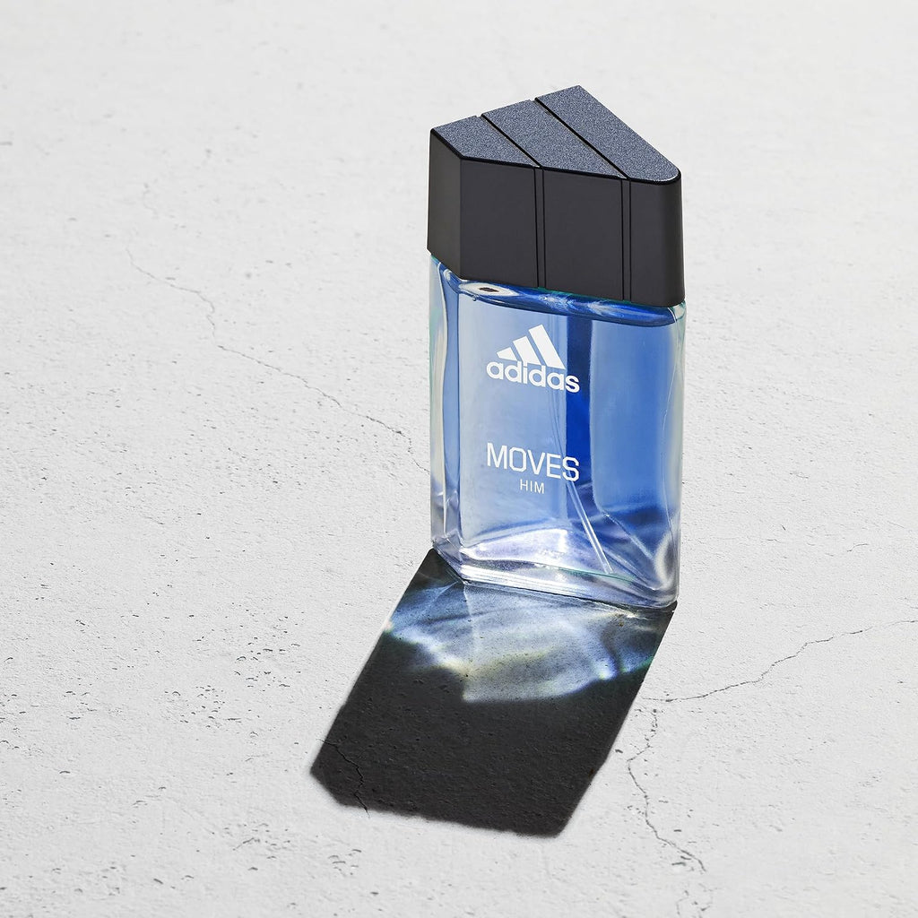 Adidas Moves Him Eau De Toilette 1.6 Fl Oz (Pack Of 1), Notes Of Green Apple, Cedarwood, Musk, Men'S Fragrance, Long Lasting, Sporty Fragrance, Travel Size