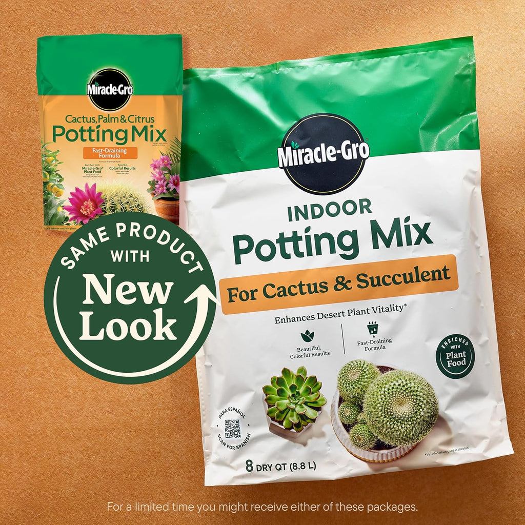 Miracle-Gro Cactus, Palm & Citrus Potting Mix, 8 Qt. (2-Pack) | For Indoor Or Outdoor Potted Plants, Great For Succulents