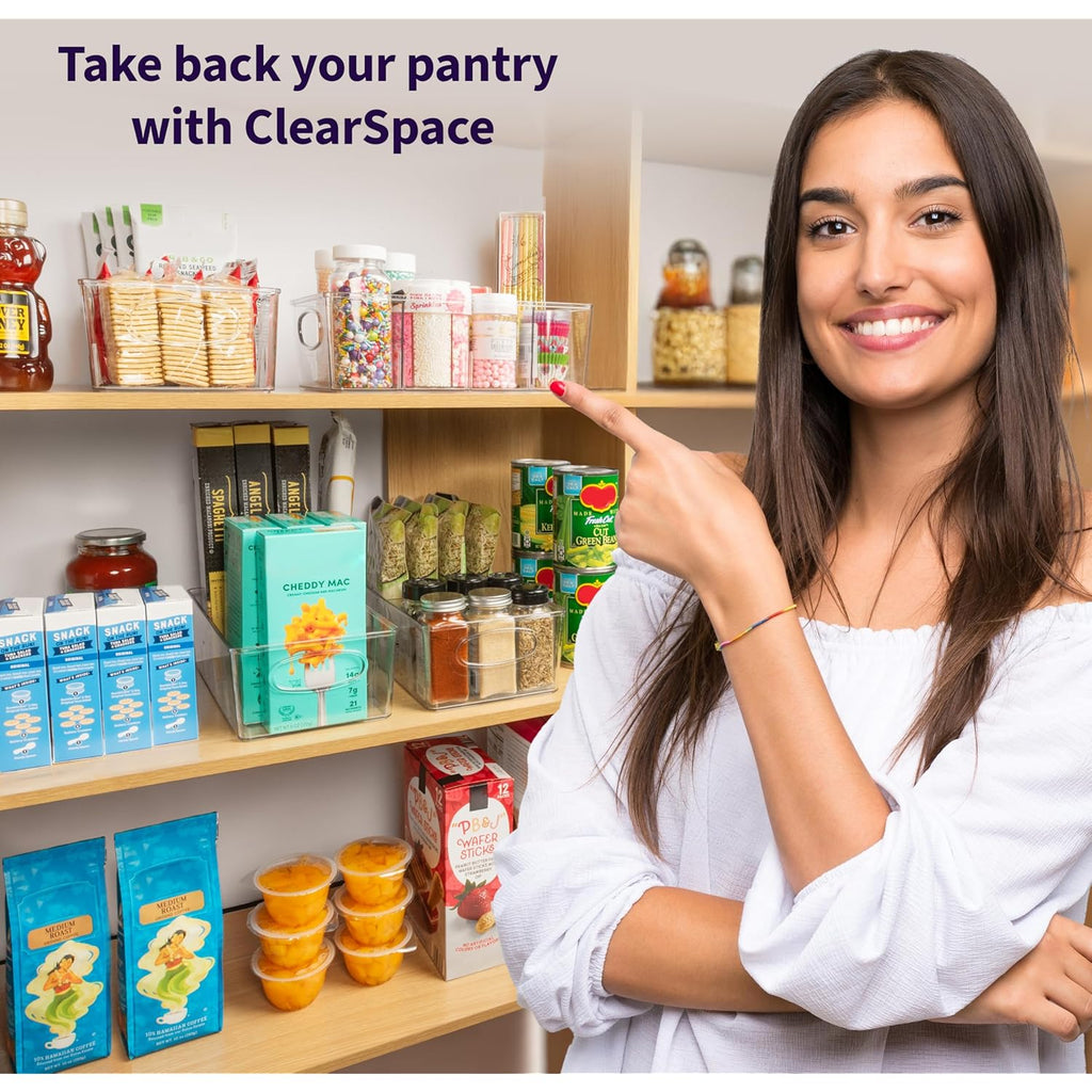 ClearSpace Plastic Pantry Organization and Storage Bins with Removable Dividers – Perfect Kitchen Organization or Kitchen Storage – Refrigerator Organizer Bins, Cabinet Organizers (2 Pack)