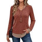 WIHOLL Womens Long Sleeve Shirts Lightweight Tunic Sweaters | 2-in-1 layered look, loose fit, tunic length, dressy casual, school teacher outfits, work to weekend, fall winter fashion