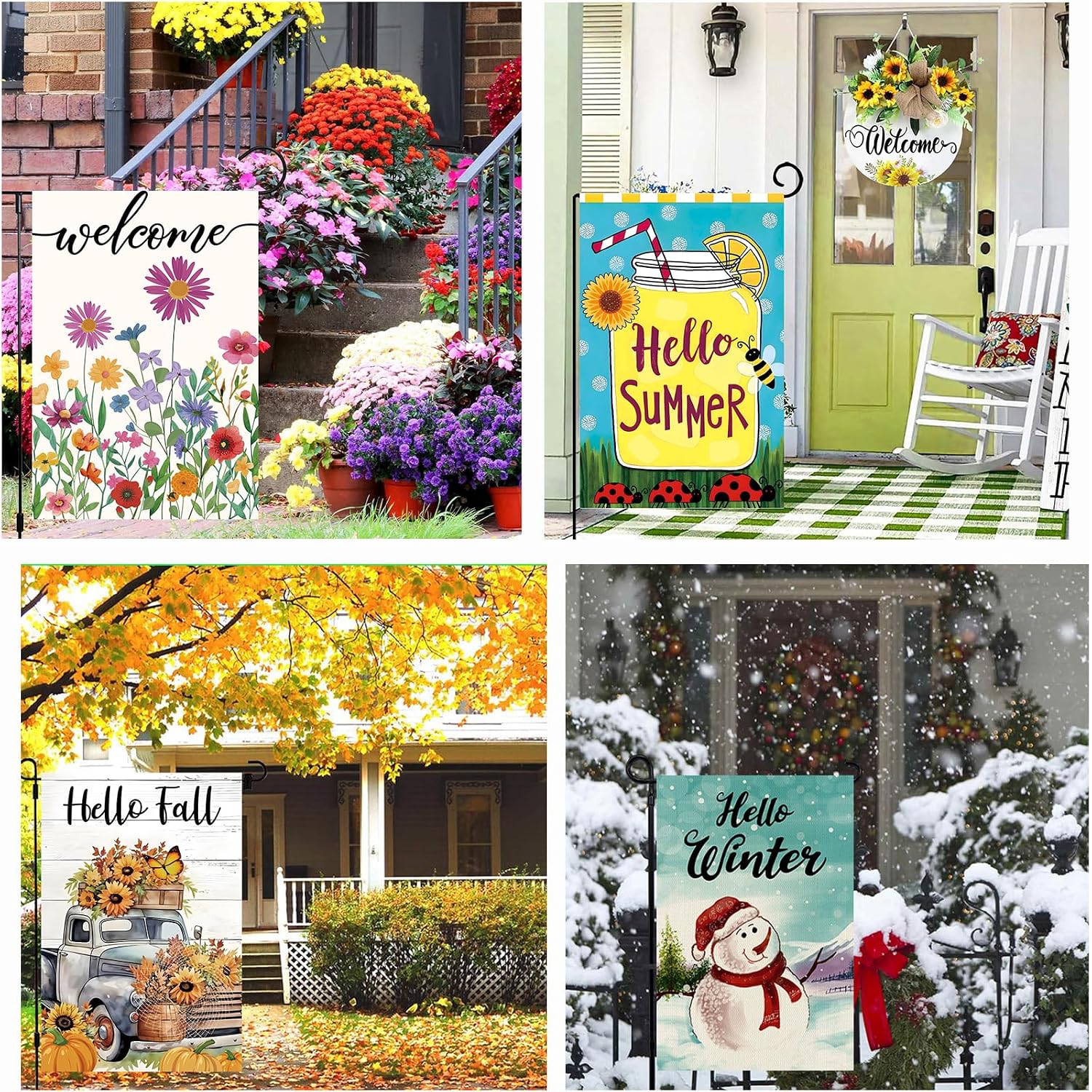 Seasonal Garden Flags Set Of 12 Double Sided 12X18 Inch, Small Yard Flags For Outside, Spring Summer Fall Winter & Holiday Outdoor Decor, 4Th Of July Halloween Christmas Decorations For All Seasons