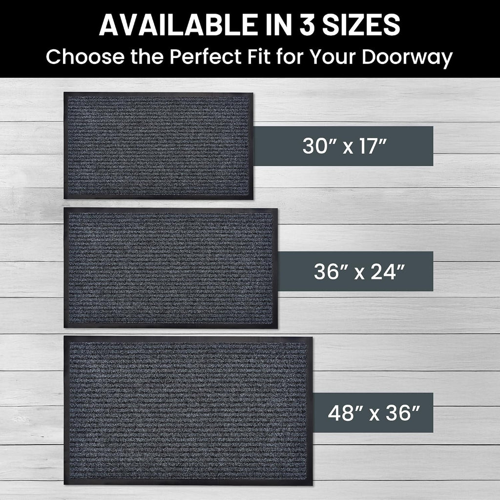 Front Door Mat, Indoor Outdoor Welcome Entryway Doormat, 30X17 Steel Gray | 2-Pack Low-Profile Muddy Doormats Trap Dirt, Mud & Moisture From Shoes & Pet Paws For Inside Outside Porch, Patio & Entryways