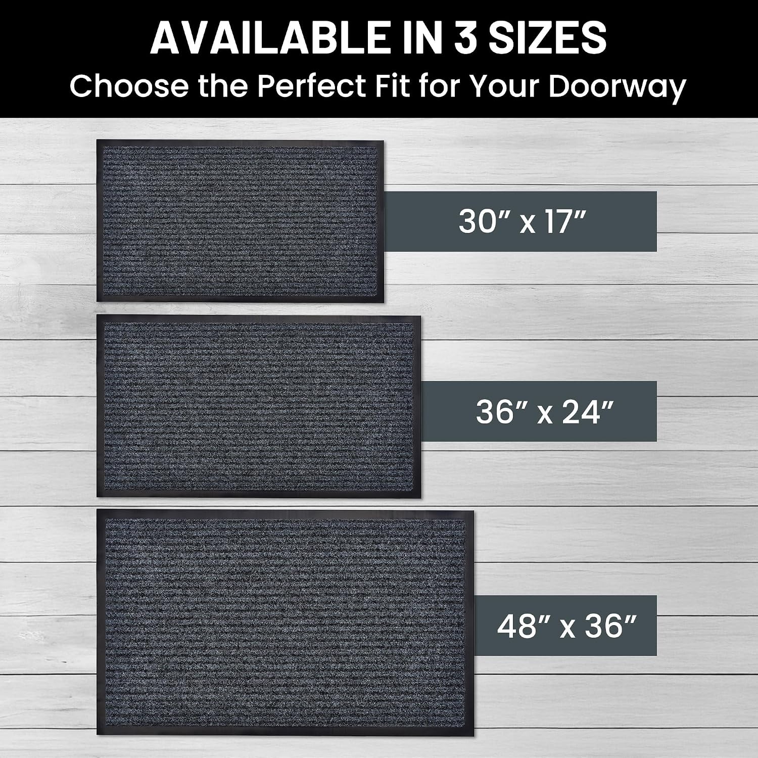Front Door Mat, Indoor Outdoor Welcome Entryway Doormat, 30X17 Steel Gray | 2-Pack Low-Profile Muddy Doormats Trap Dirt, Mud & Moisture From Shoes & Pet Paws For Inside Outside Porch, Patio & Entryways