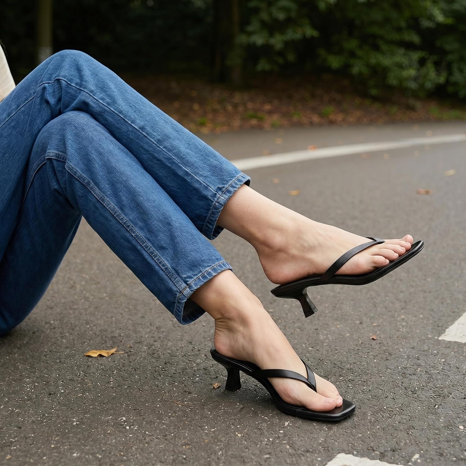 Women'S Kitten Heel Sandals Square Open Toe Slip On Flip Flop Heels Comfortable 2 Inch Heeled Sandals Thong Party Dress Summer Travel Wedding