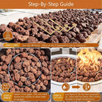 Nupick 10Lb Red Lava Rocks For Fire Pit, Volcanic Rock For Fireplace | 1/2"-2" Lava Stone For Natural Gas & Propane Systems, Fire Glass Base Layer, Fire Bowls, Landscaping, Plants, Aquarium