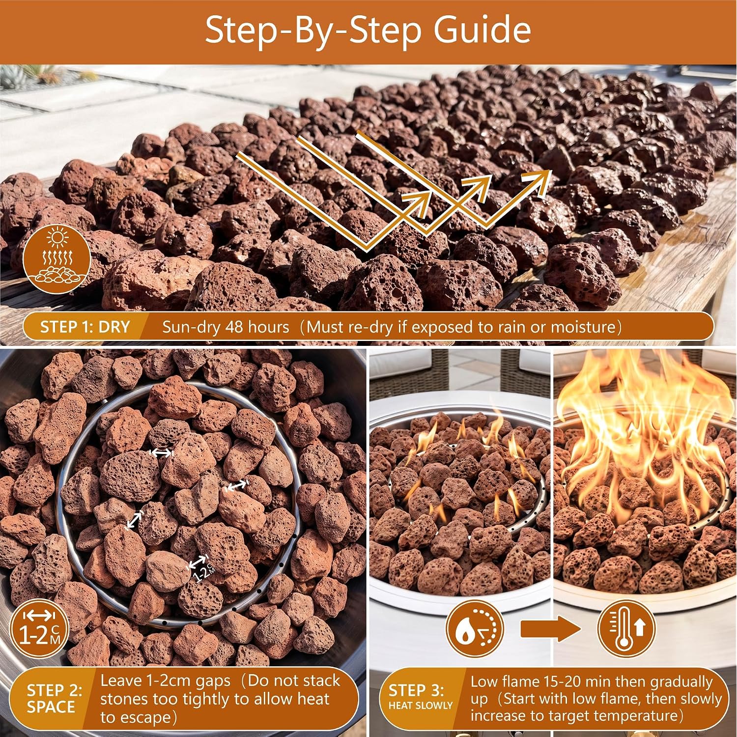 Nupick 10Lb Red Lava Rocks For Fire Pit, Volcanic Rock For Fireplace | 1/2"-2" Lava Stone For Natural Gas & Propane Systems, Fire Glass Base Layer, Fire Bowls, Landscaping, Plants, Aquarium