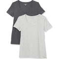 Amazon Essentials Women's Regular-Fit Short-Sleeve Scoop Neck T-Shirt, Summer Casual, Pack of 2
