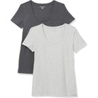 Amazon Essentials Women's Regular-Fit Short-Sleeve Scoop Neck T-Shirt, Summer Casual, Pack of 2