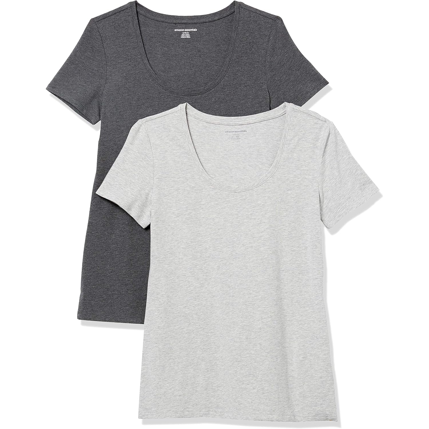 Amazon Essentials Women's Regular-Fit Short-Sleeve Scoop Neck T-Shirt, Summer Casual, Pack of 2