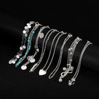 Softones 16Pcs Ankle Bracelets for Women Gold Silver Two Style Chain Beach Anklet Bracelet Jewelry Anklet Set,Adjustable Size